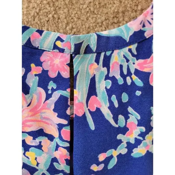 Lilly Pulitzer Tabby Shift Corsica Blue Toucan Party Scallop Halter Dress Size M - Picture 7 of 8